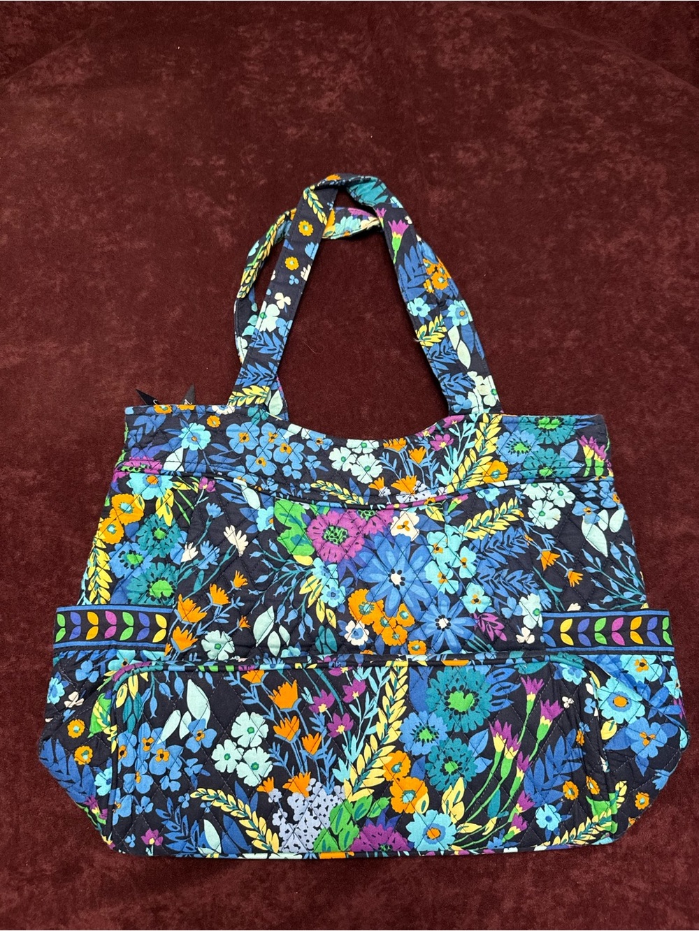 NWT Vera Bradley Pleated Tote in Midnight Blues - Picture 3 of 9